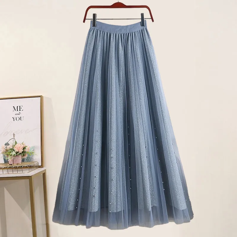 Sweater   Mesh Skirt Two-piece Set UB99248