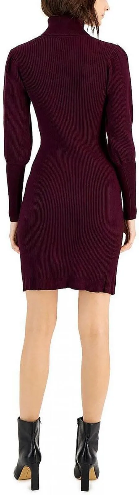 Taylor Dresses Womens Mock-Neck Long-Sleeve Sweater Dress 6702M Fig Purple XS