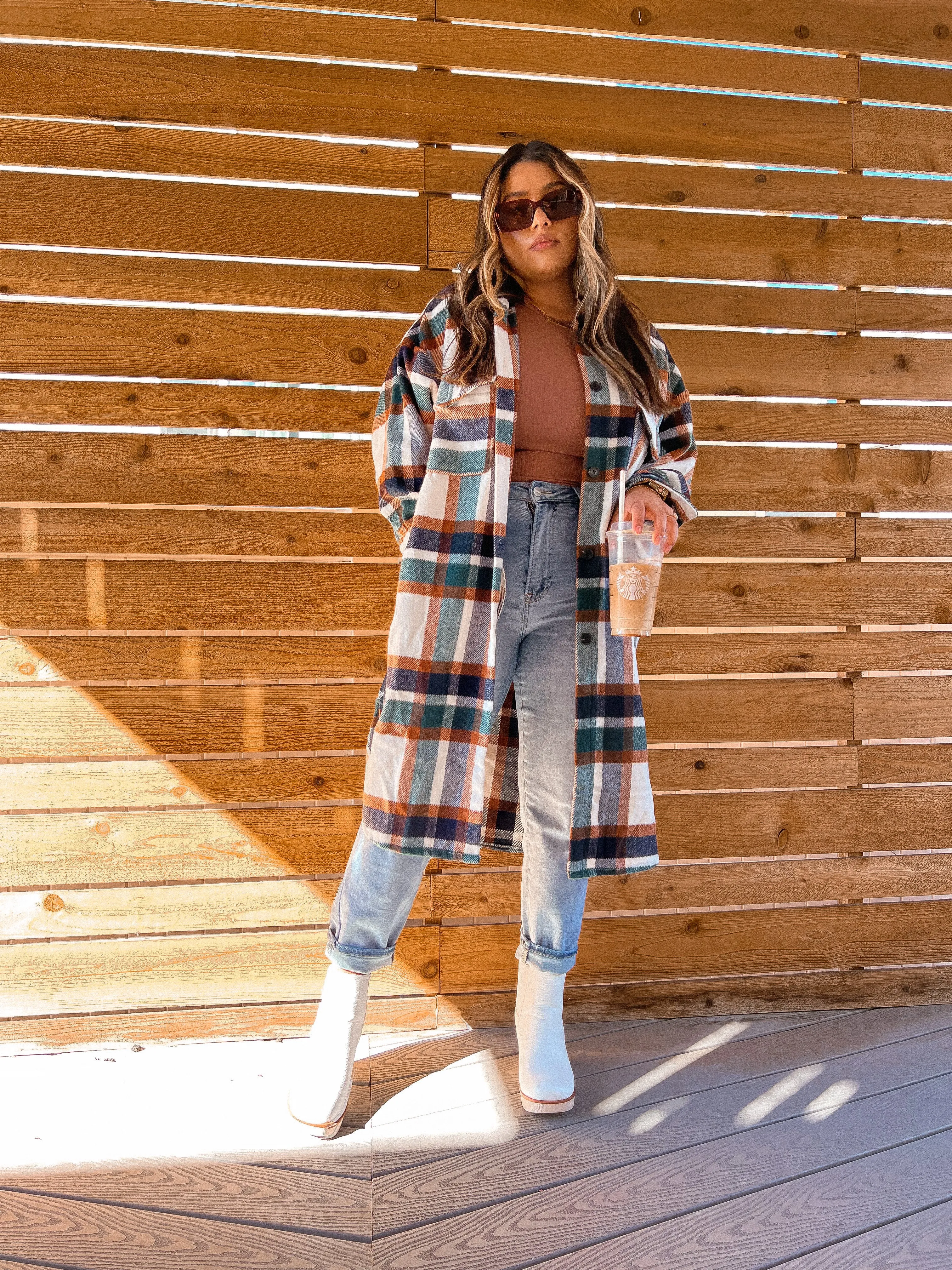 the autumn long flannel shacket