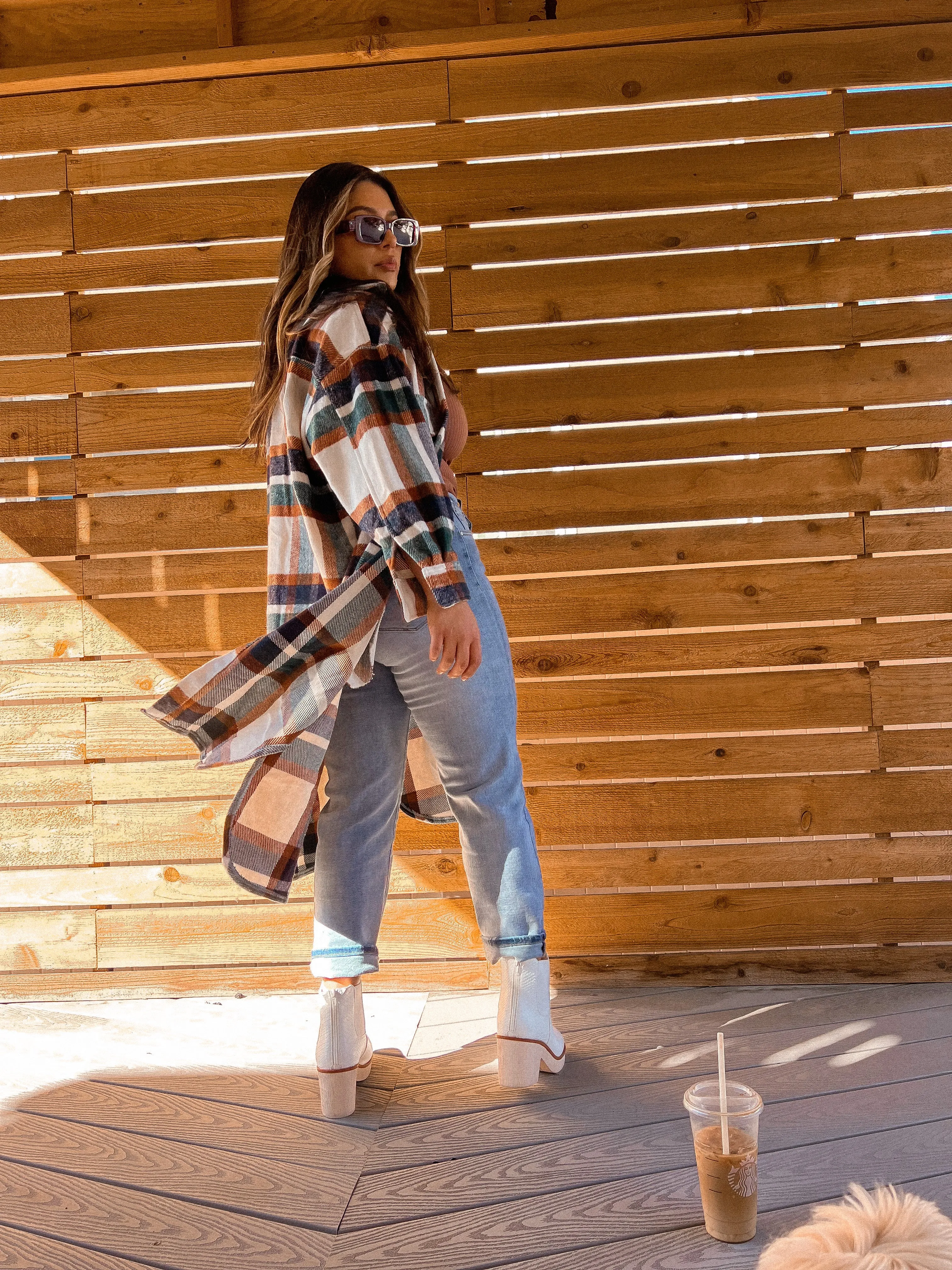 the autumn long flannel shacket