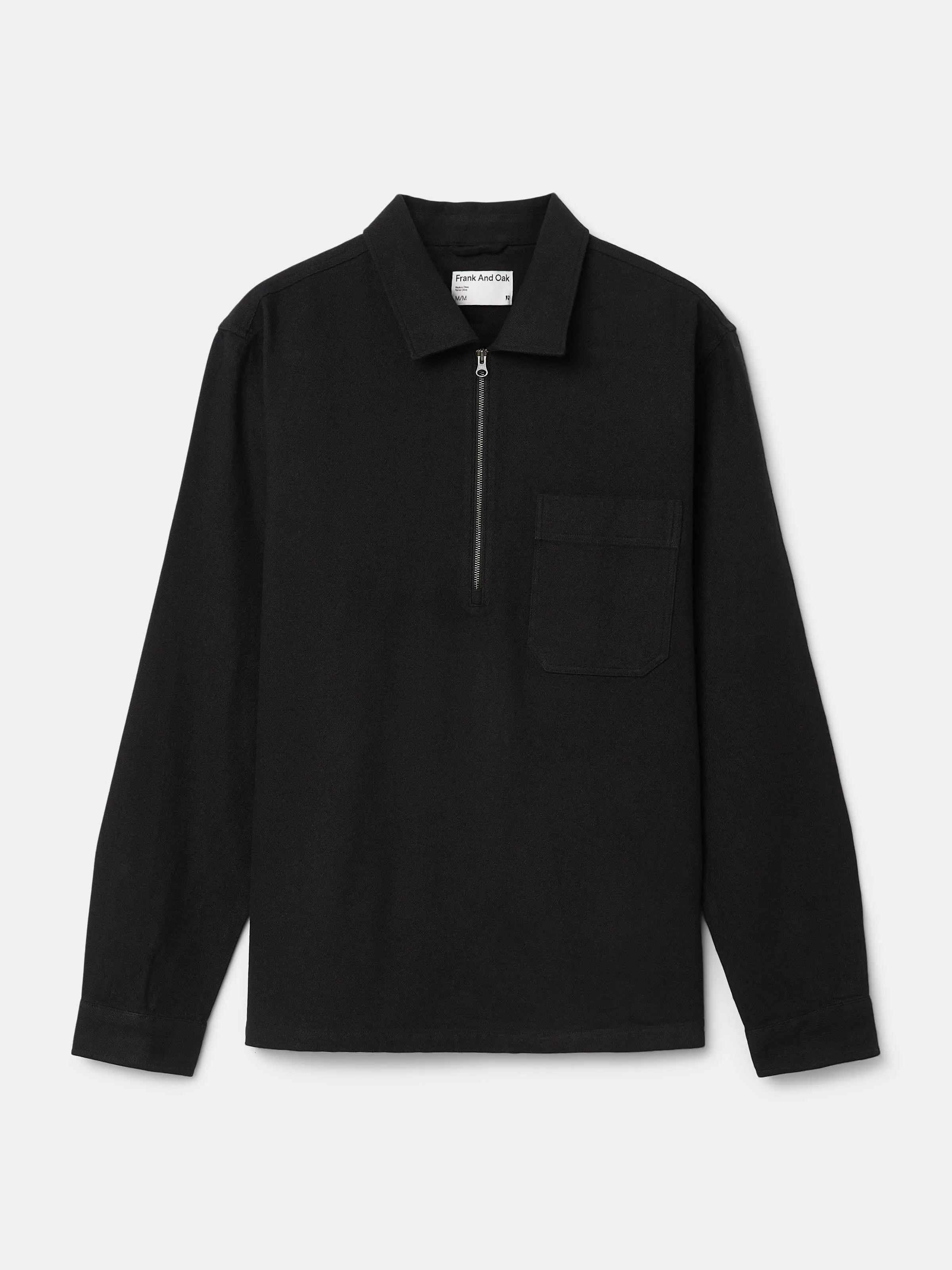 The Kapok Flannel Half Zip in Black