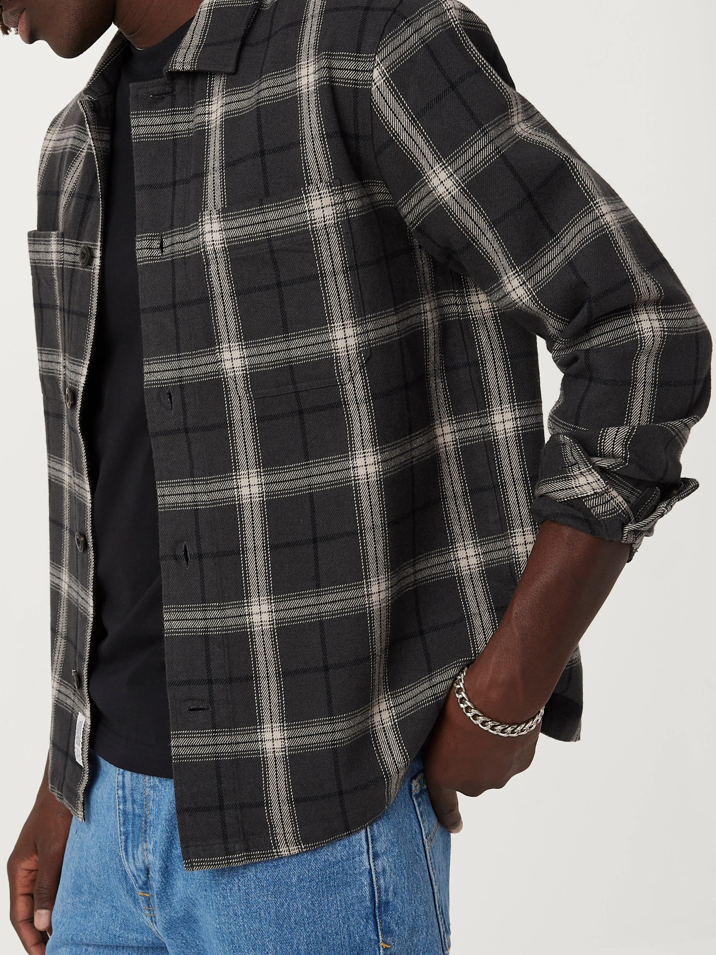 The Kapok Plaid Flannel Shirt in Dark Grey