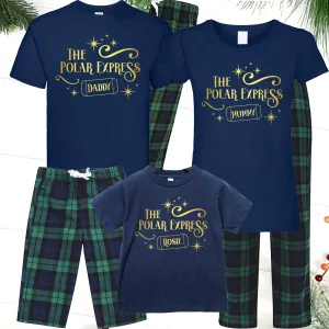 The Polar Express - Personalised Green Tartan Family Matching PJs
