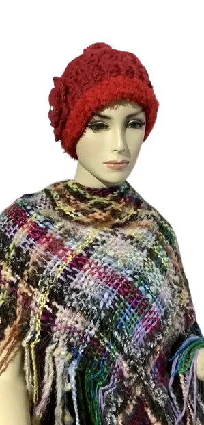THE RED ALPACA HAT, crochet beanie hat, woman's size 23.5, for cold weather, for her, valentine's day gift