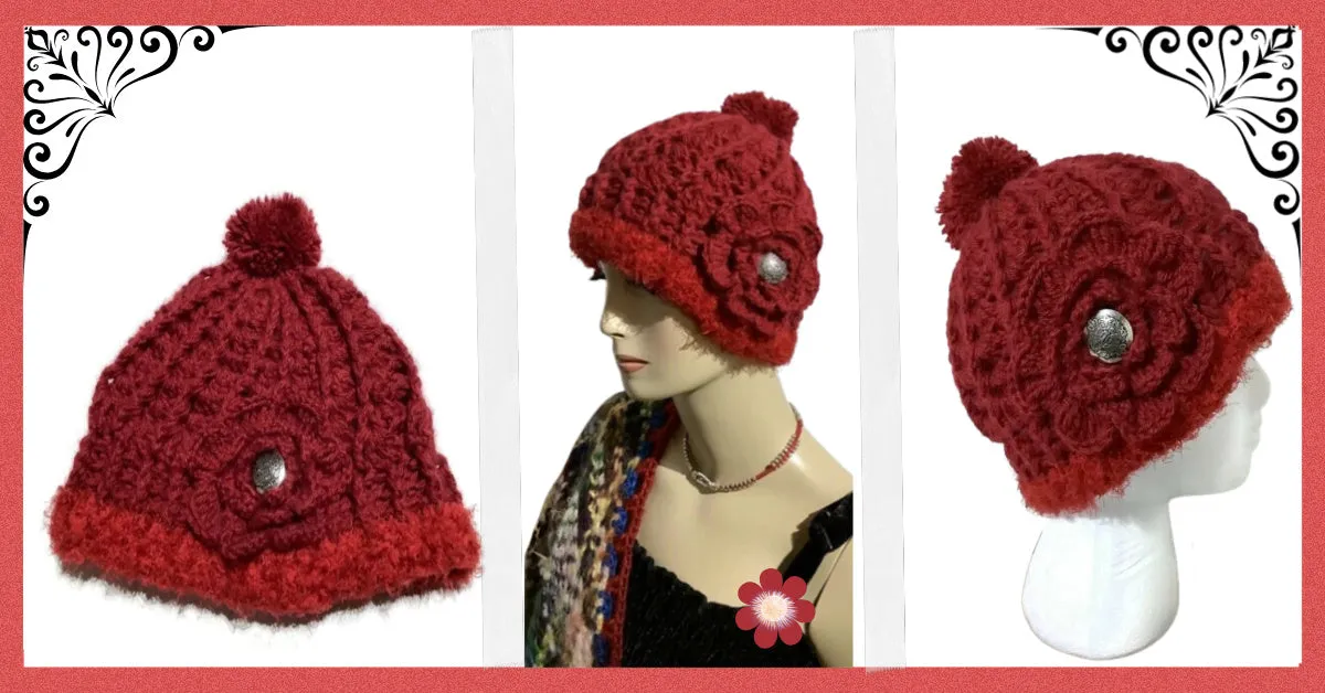 THE RED ALPACA HAT, crochet beanie hat, woman's size 23.5, for cold weather, for her, valentine's day gift