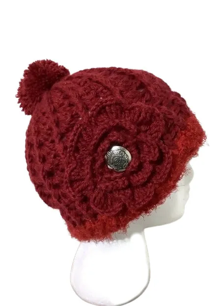 THE RED ALPACA HAT, crochet beanie hat, woman's size 23.5, for cold weather, for her, valentine's day gift