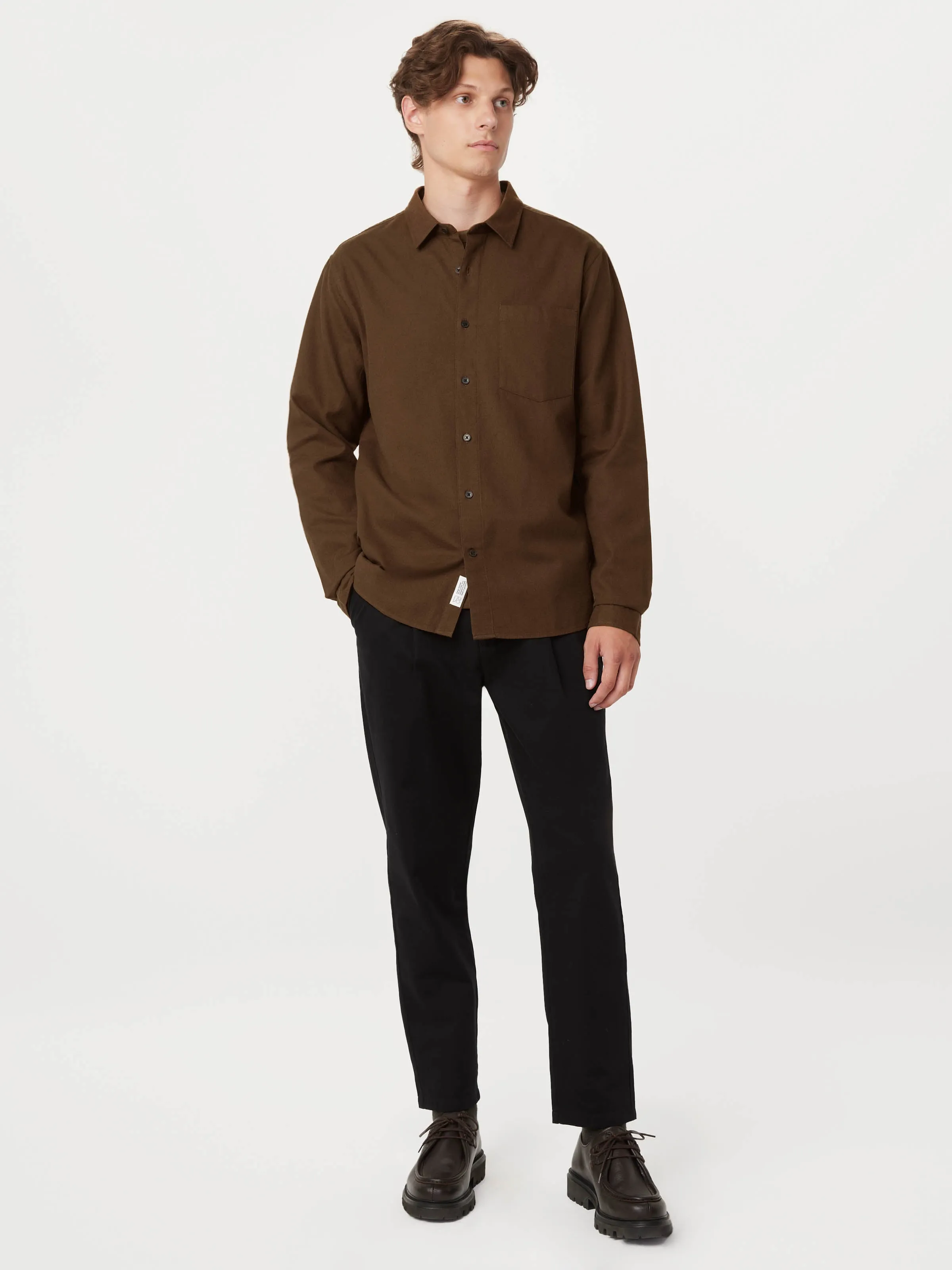 The Yak Wool Flannel Shirt in Light Greige