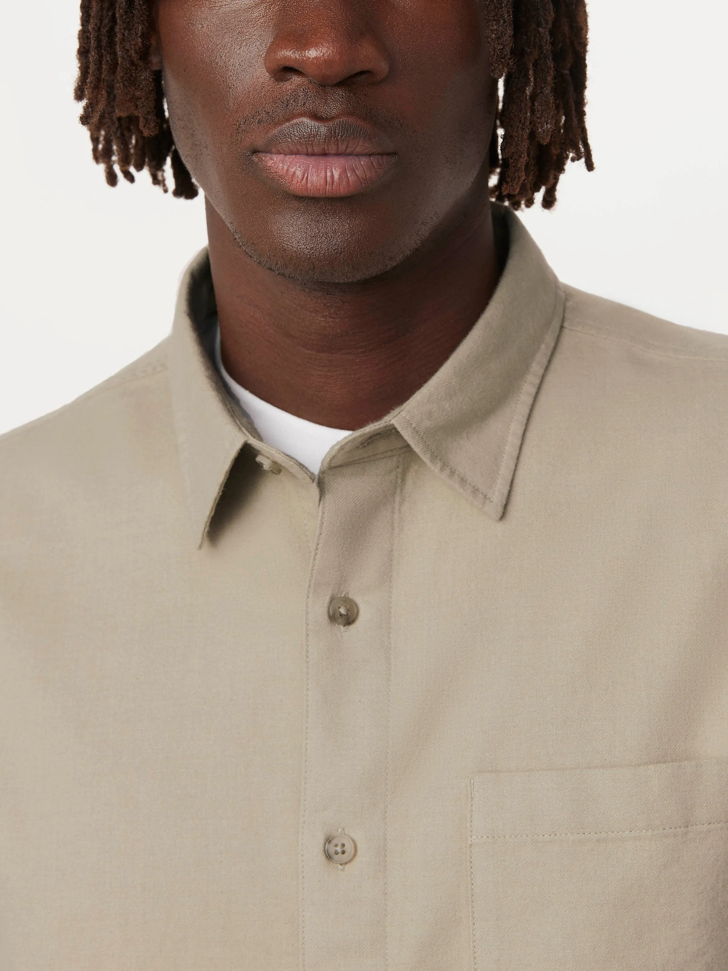 The Yak Wool Flannel Shirt in Light Greige