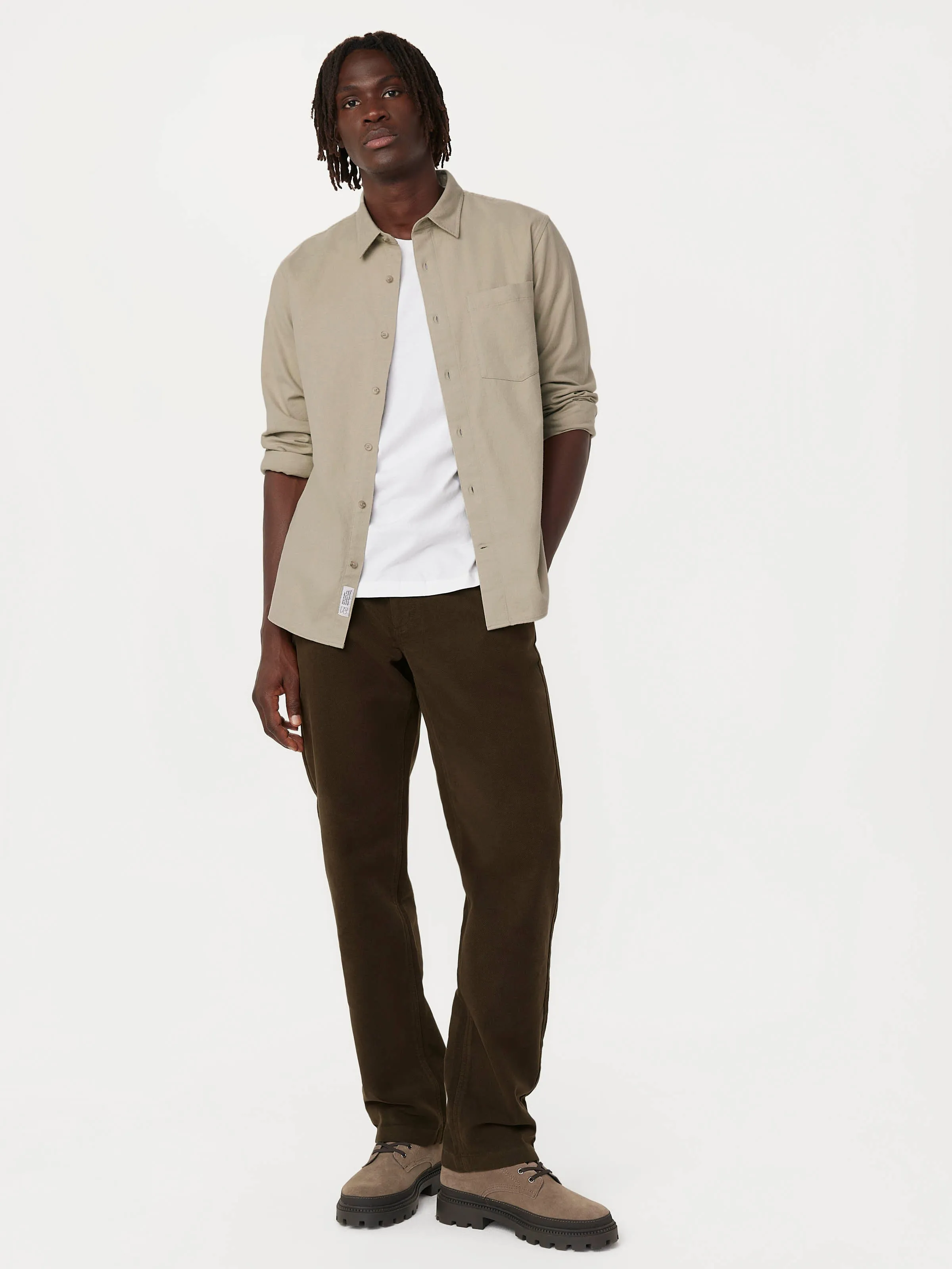 The Yak Wool Flannel Shirt in Light Greige