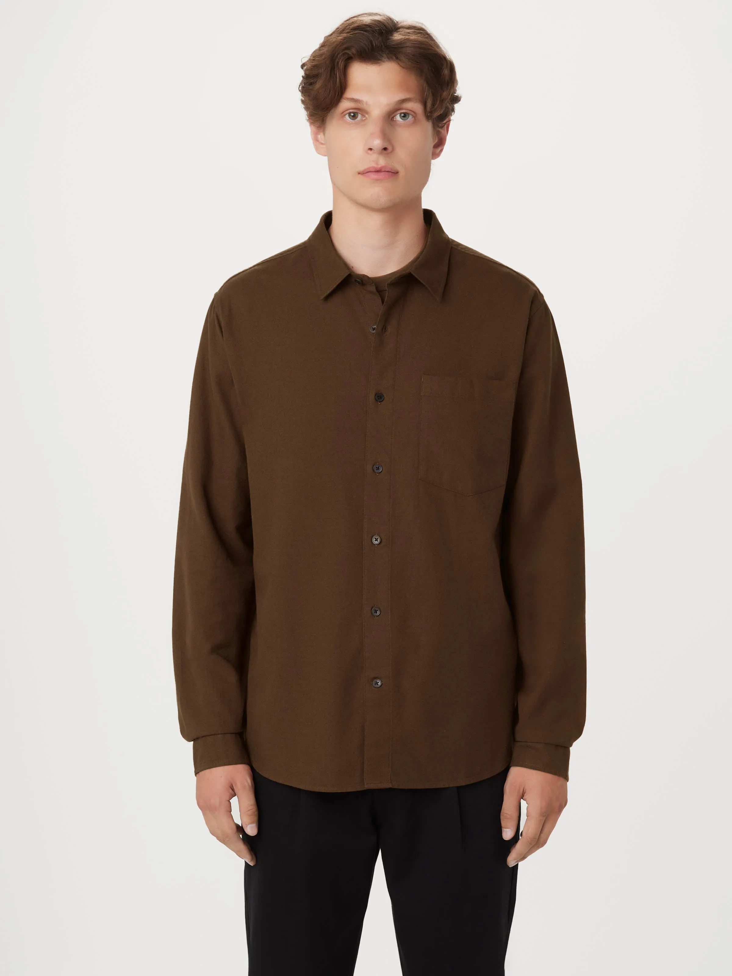 The Yak Wool Flannel Shirt in Light Greige