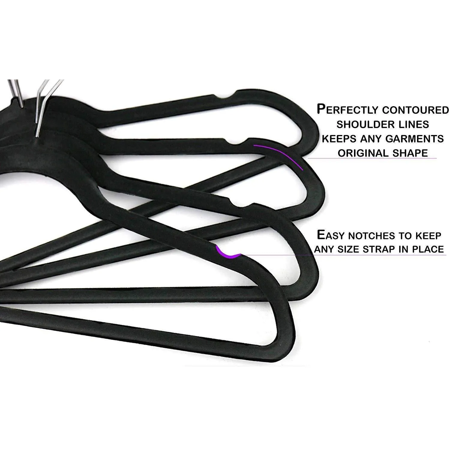 Topgalaxy.Z Velvet Suit Hangers, 20 Pack Closet Clothes Hangers - Non Slip Hangers for Coat Hanger, Pants Hangers, Dorm Hangers (Black)