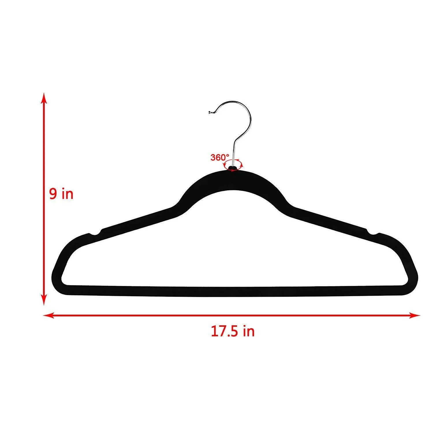 Topgalaxy.Z Velvet Suit Hangers, 20 Pack Closet Clothes Hangers - Non Slip Hangers for Coat Hanger, Pants Hangers, Dorm Hangers (Black)