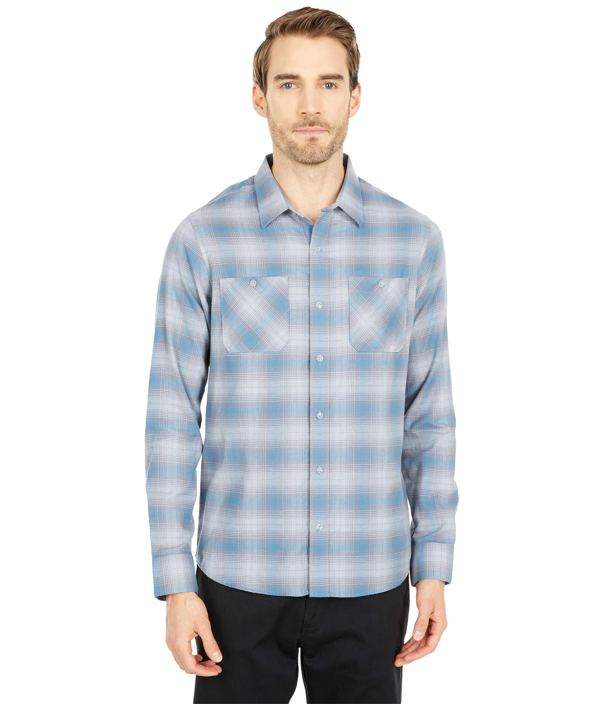 TRAVIS MATHEW 'HIGH STAKES' FLANNEL BUTTON SHIRT - QUIET SHADE
