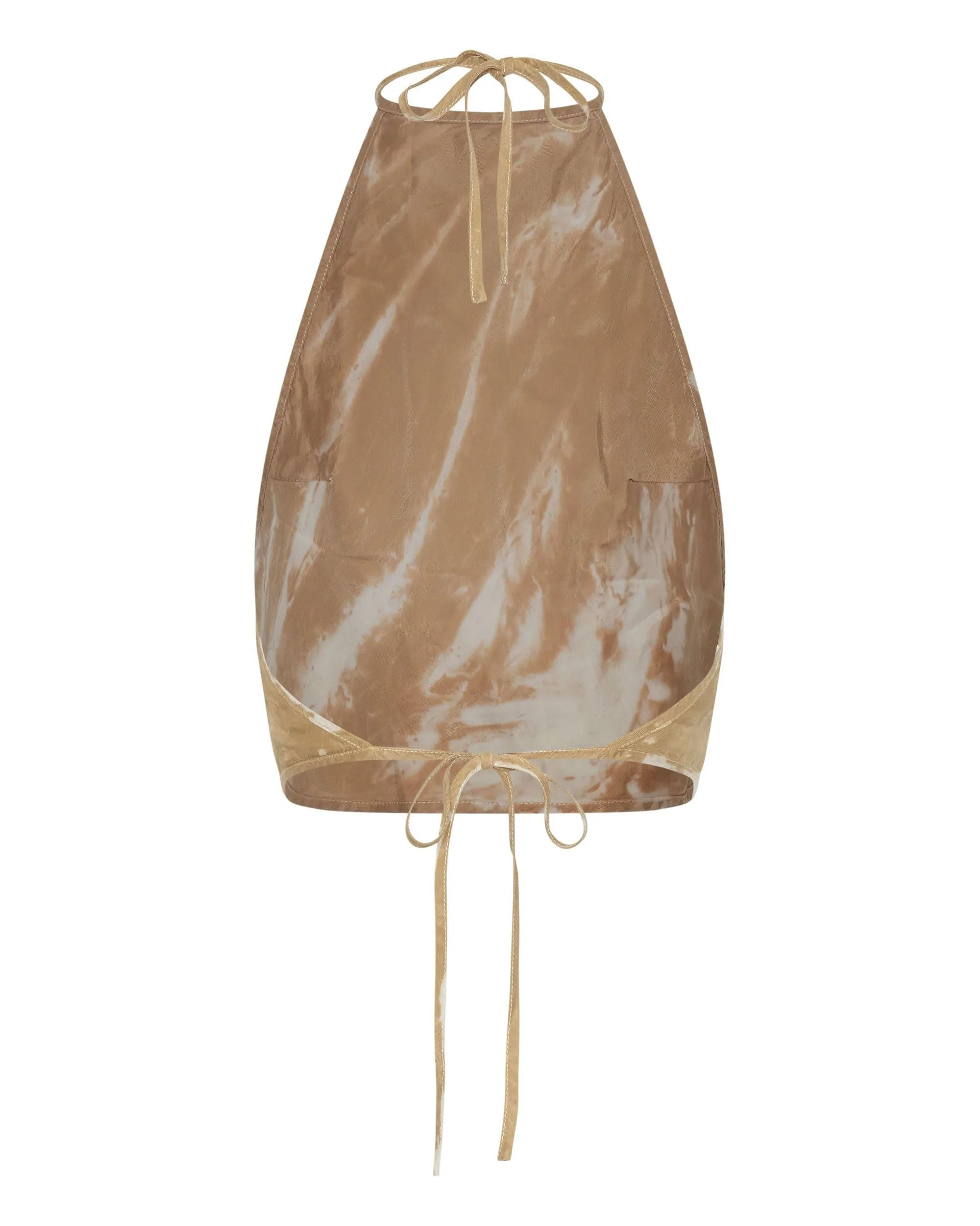TWIST THROUGH BIAS HALTER TOP | TAN TIE DYE