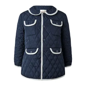 Two-tone Quilted Jacket, Navy