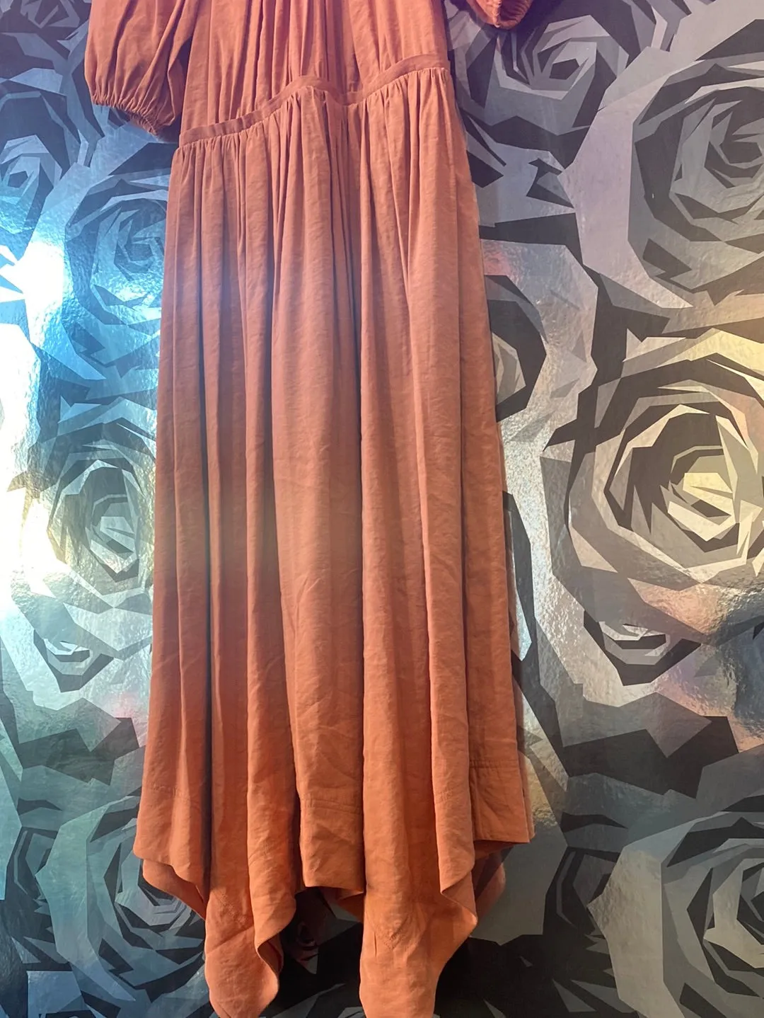 Ulla Johnson Short Puff Sleeve Salmon Maxi Dress