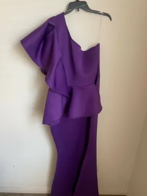 Ultra glam One shoulder flutter maxi dress