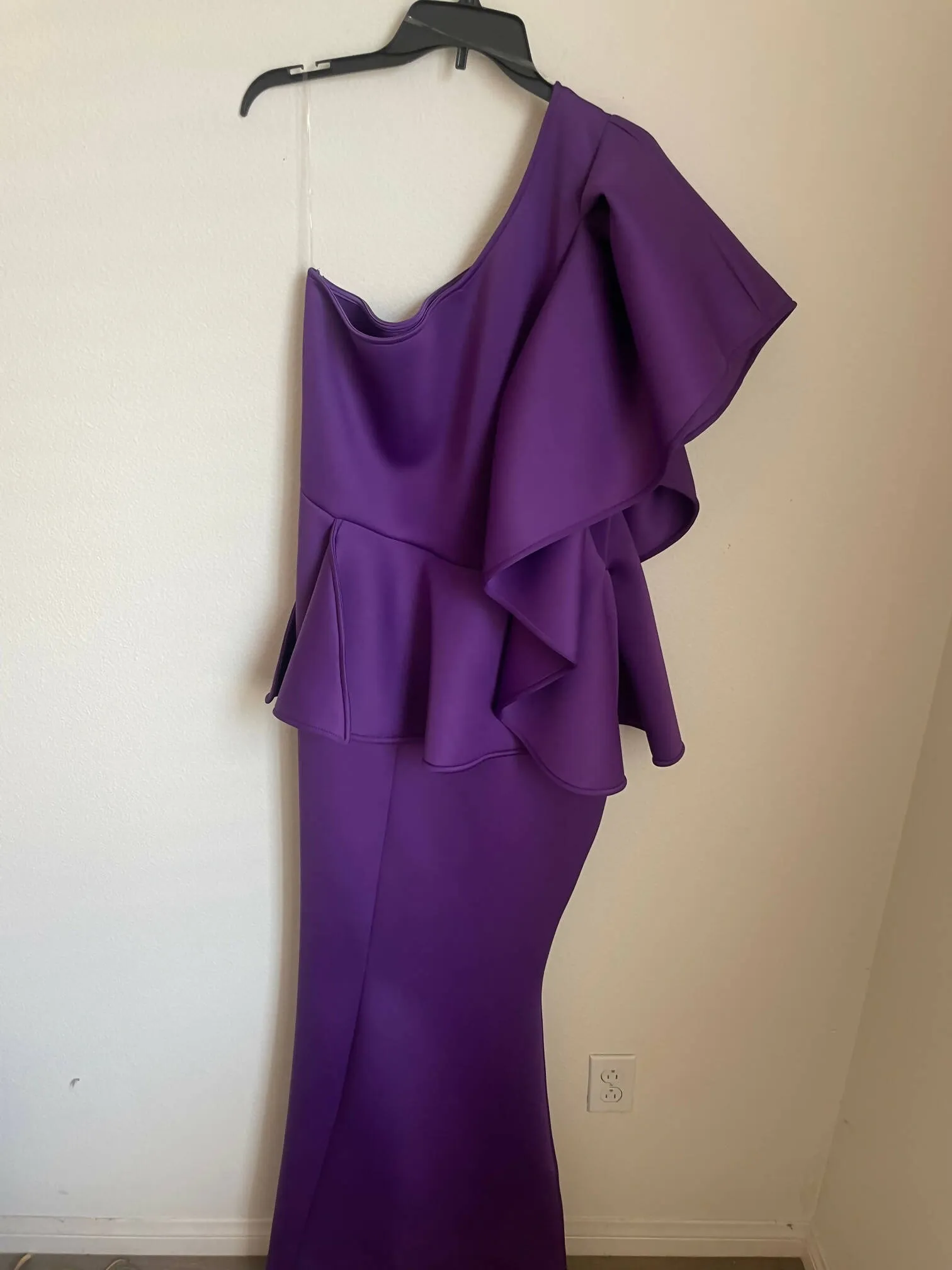 Ultra glam One shoulder flutter maxi dress