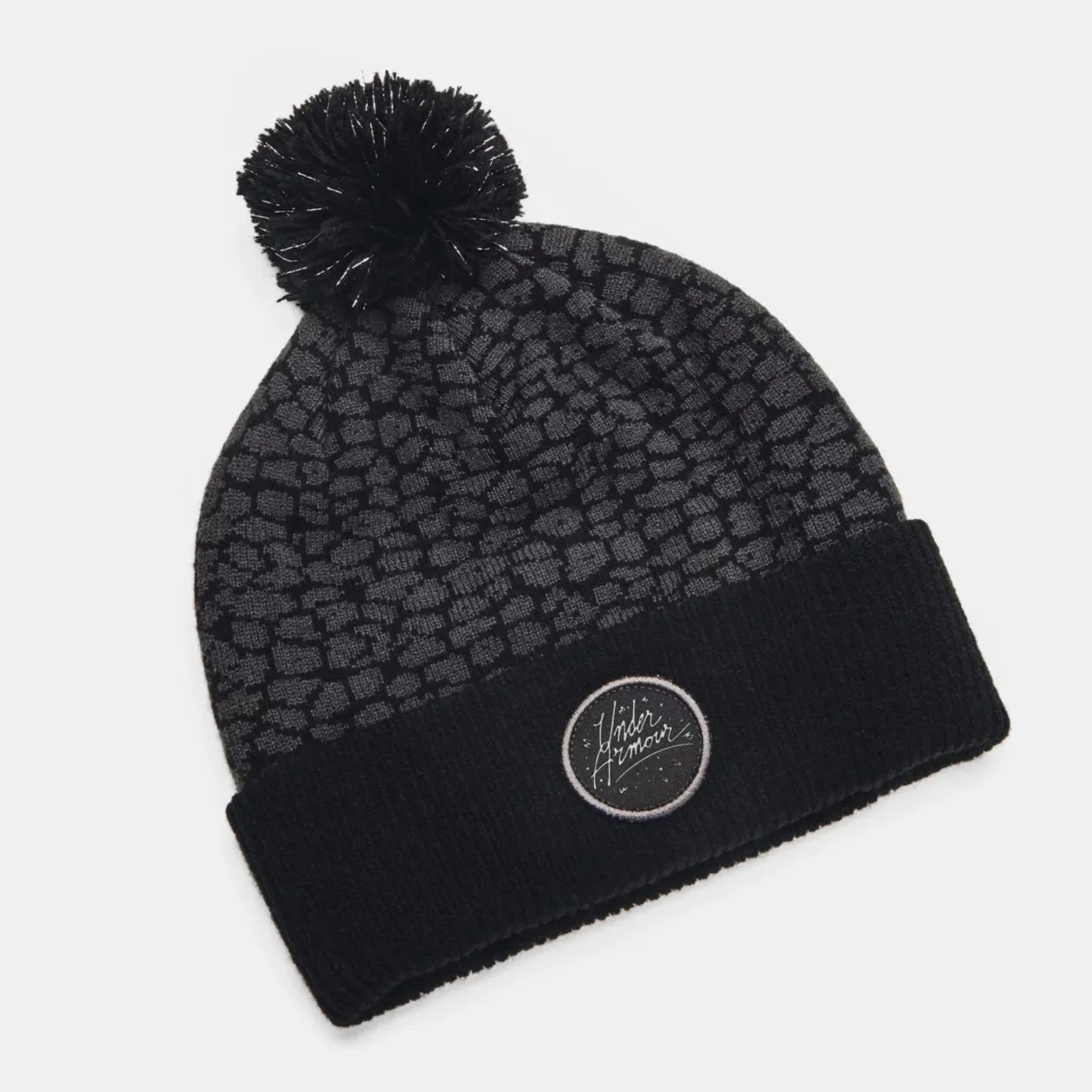 Under Armour Black/Jet Grey/Metallic Black Graphic Knit Pom Beanie