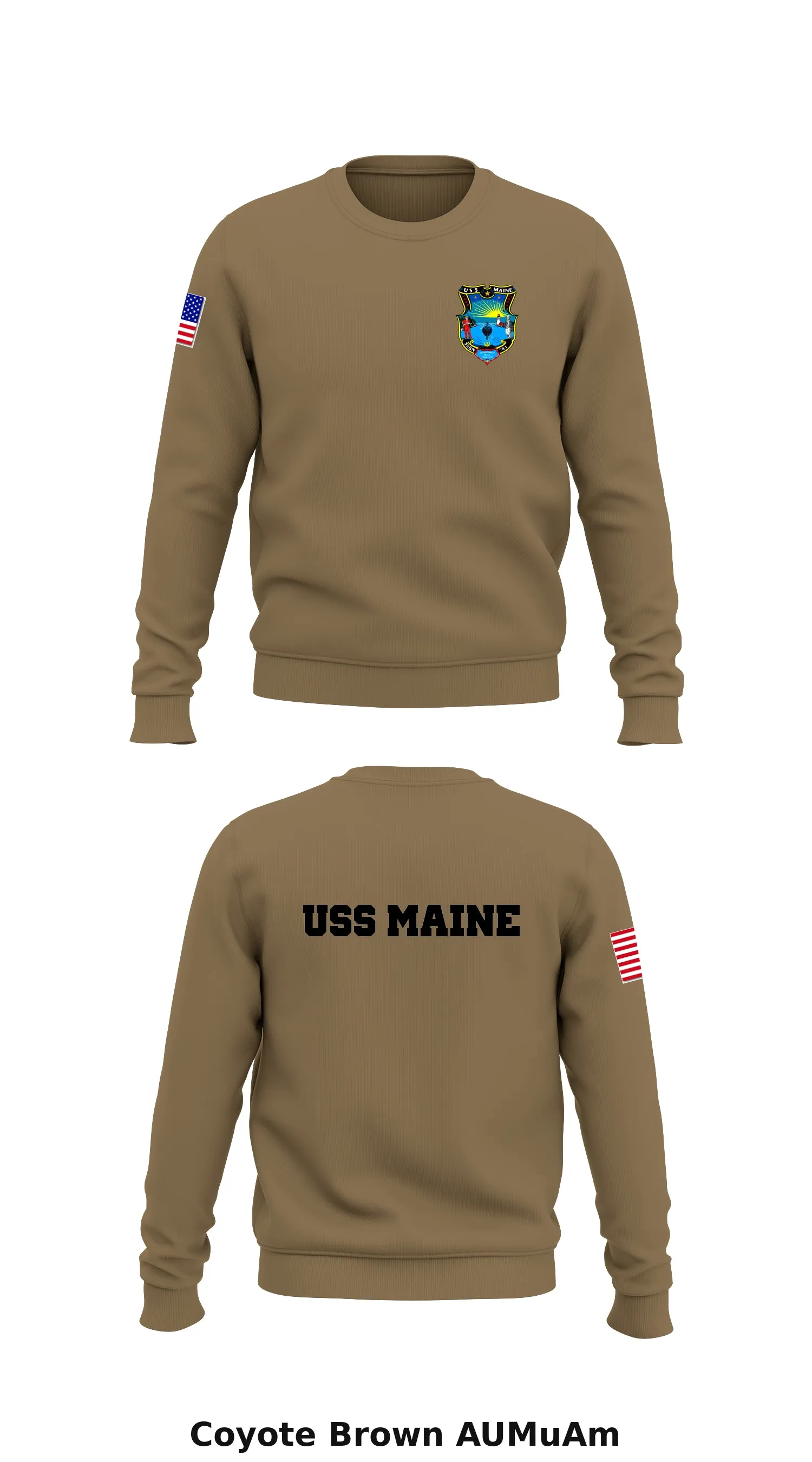 USS MAINE  Store 1 Core Men's Crewneck Performance Sweatshirt - AUMuAm