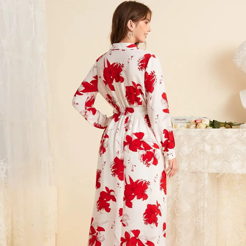 V Neck Long Sleeve Maxi Dress