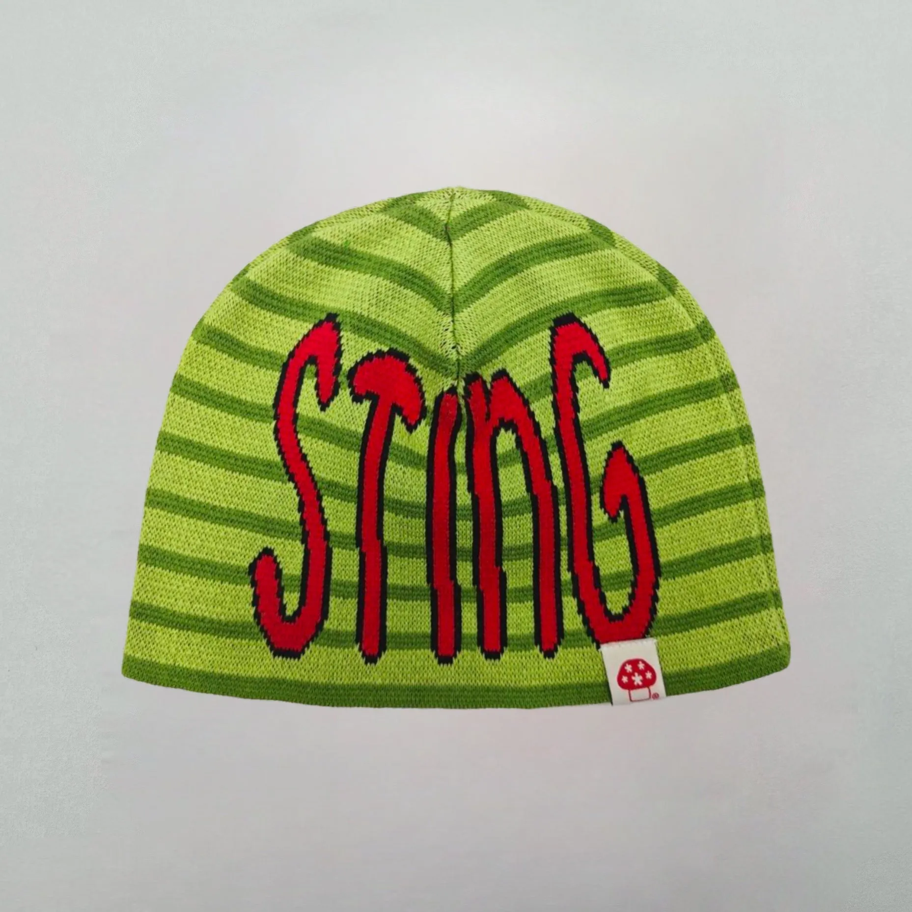 V Speshal Organic Strawberry Beanie Green Stripes