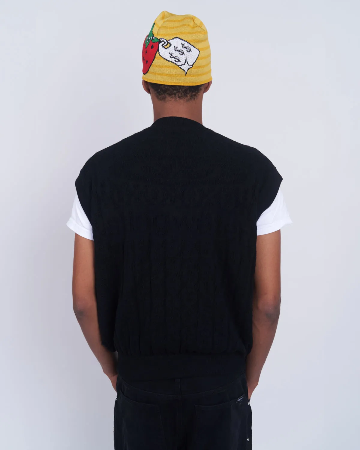 V Speshal Organic Strawberry Beanie Yellow Stripes