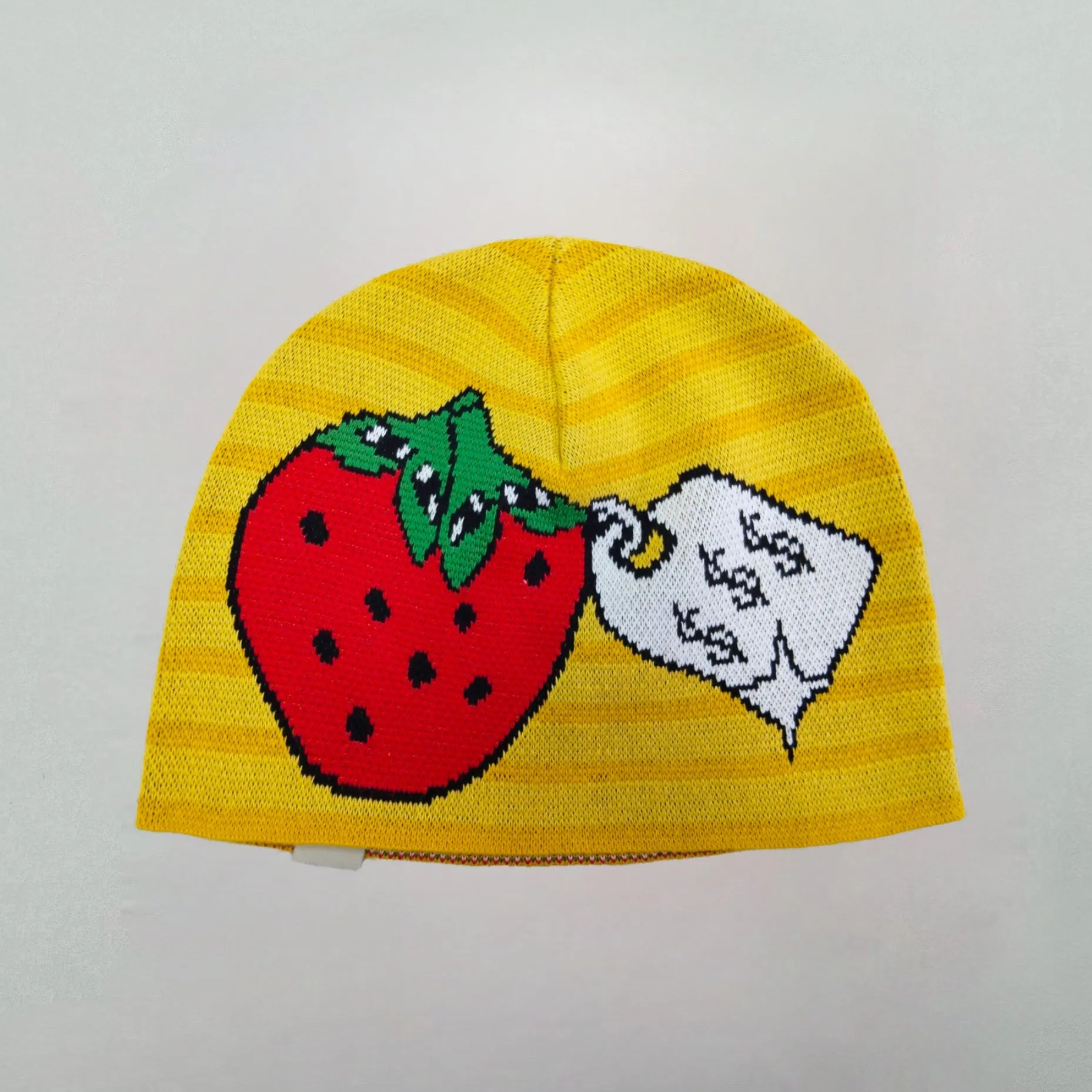 V Speshal Organic Strawberry Beanie Yellow Stripes