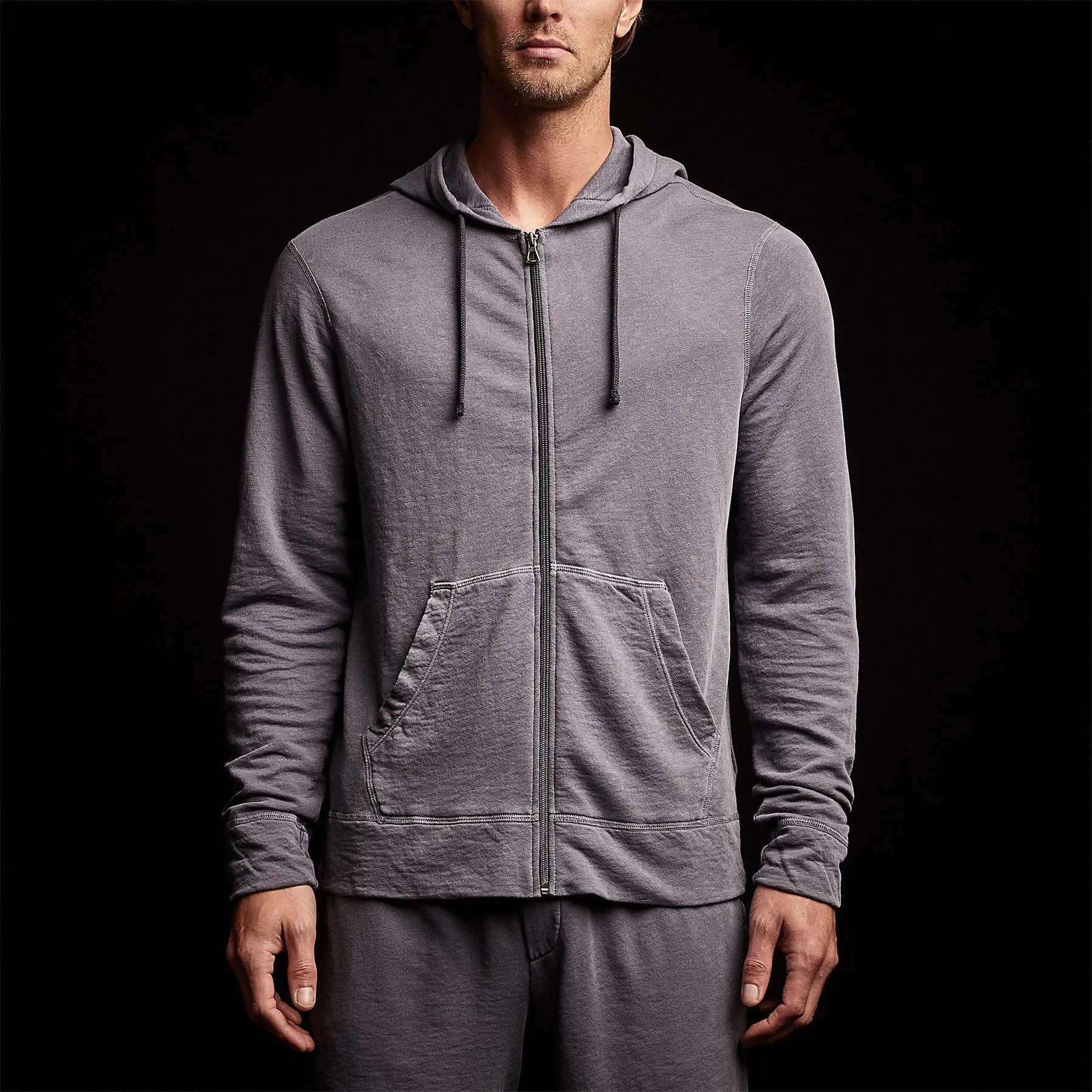 Vintage French Terry Zip Up Hoodie- Flannel Pigment