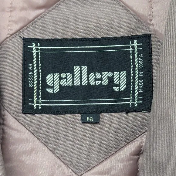 Vintage Gallary Quilted Trench Coat Belted Long Brown Made In Korea