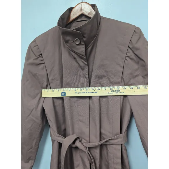 Vintage Gallary Quilted Trench Coat Belted Long Brown Made In Korea