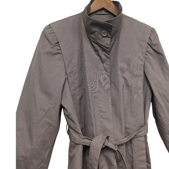 Vintage Gallary Quilted Trench Coat Belted Long Brown Made In Korea