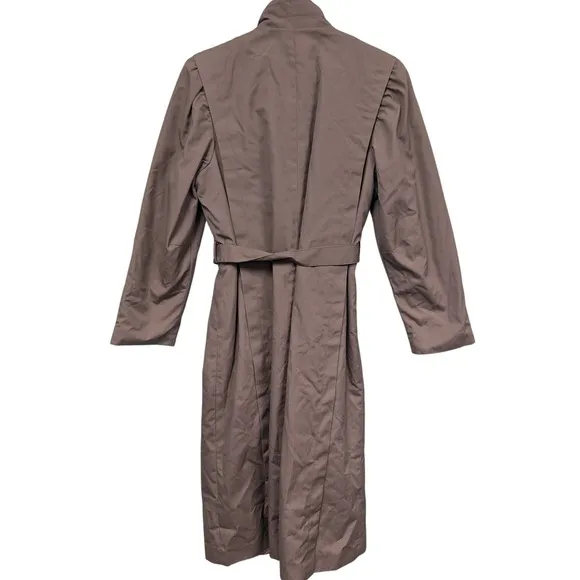 Vintage Gallary Quilted Trench Coat Belted Long Brown Made In Korea