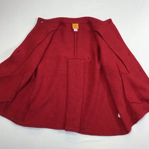 Vintage Ruby Rd Womens 100% Wool Pea Coat Size L Red Button Up Swing Jacket Twee