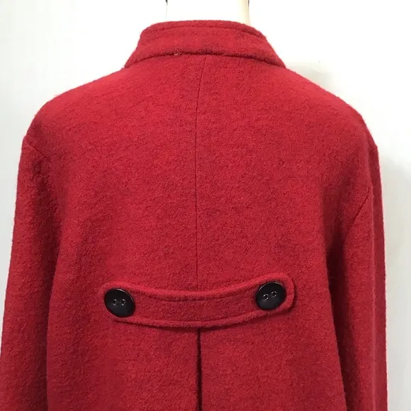Vintage Ruby Rd Womens 100% Wool Pea Coat Size L Red Button Up Swing Jacket Twee
