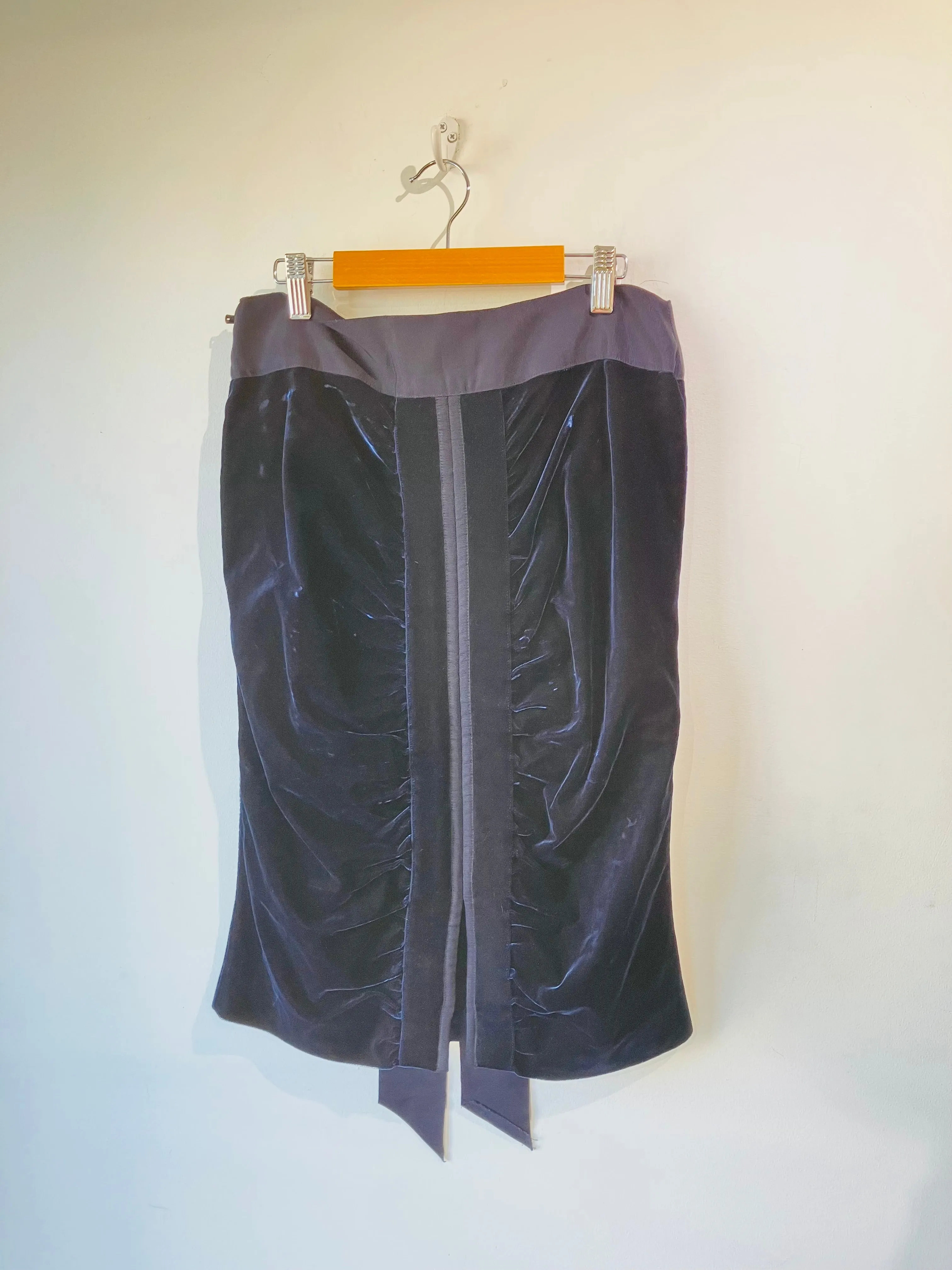 Vintage Yves Saint Laurent Navy Blue Velvet Skirt
