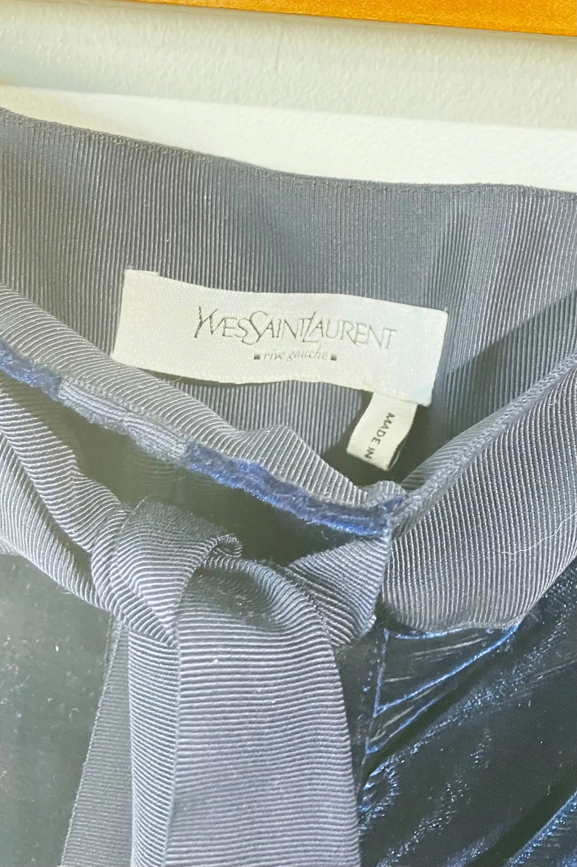 Vintage Yves Saint Laurent Navy Blue Velvet Skirt