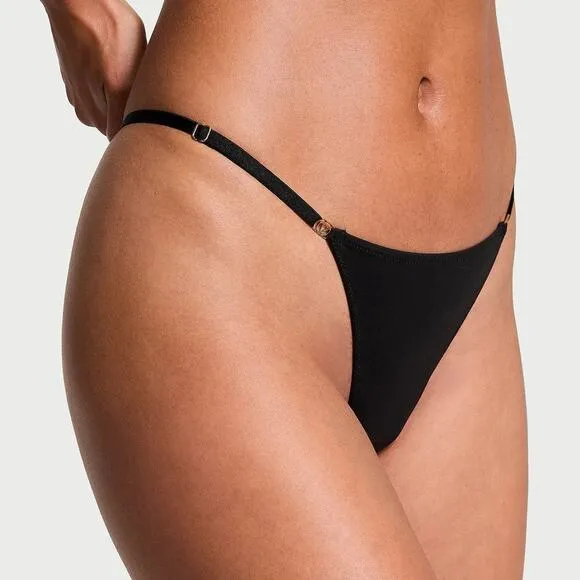 VS Dream Angels Velvet Corset Top Smooth Adjustable Thong Panty Set Black Small