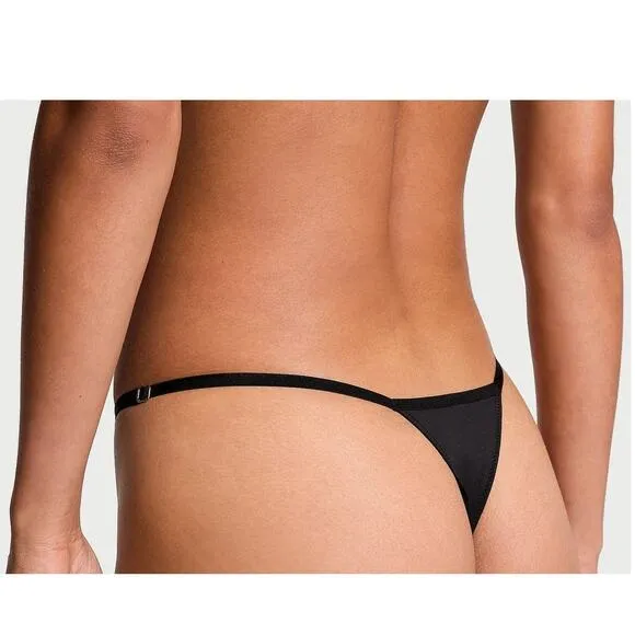 VS Dream Angels Velvet Corset Top Smooth Adjustable Thong Panty Set Black Small