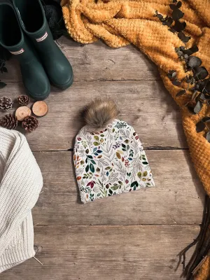 Watercolour Foliage Bobble Hat