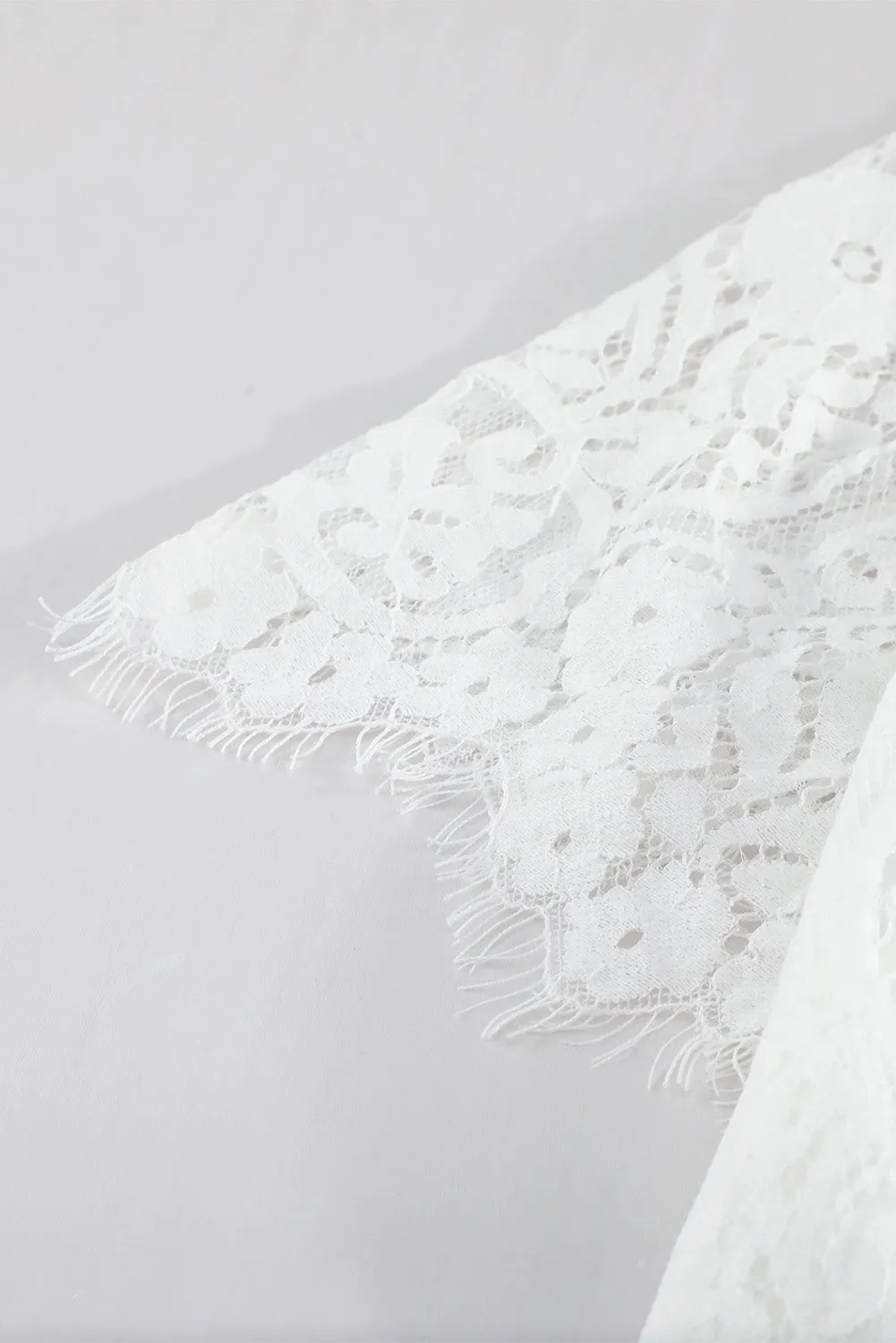 White Blue Fill Your Heart Lace Maxi Dress