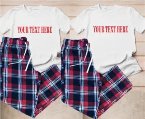 White Family Matching Personalised Tartan Pyjamas