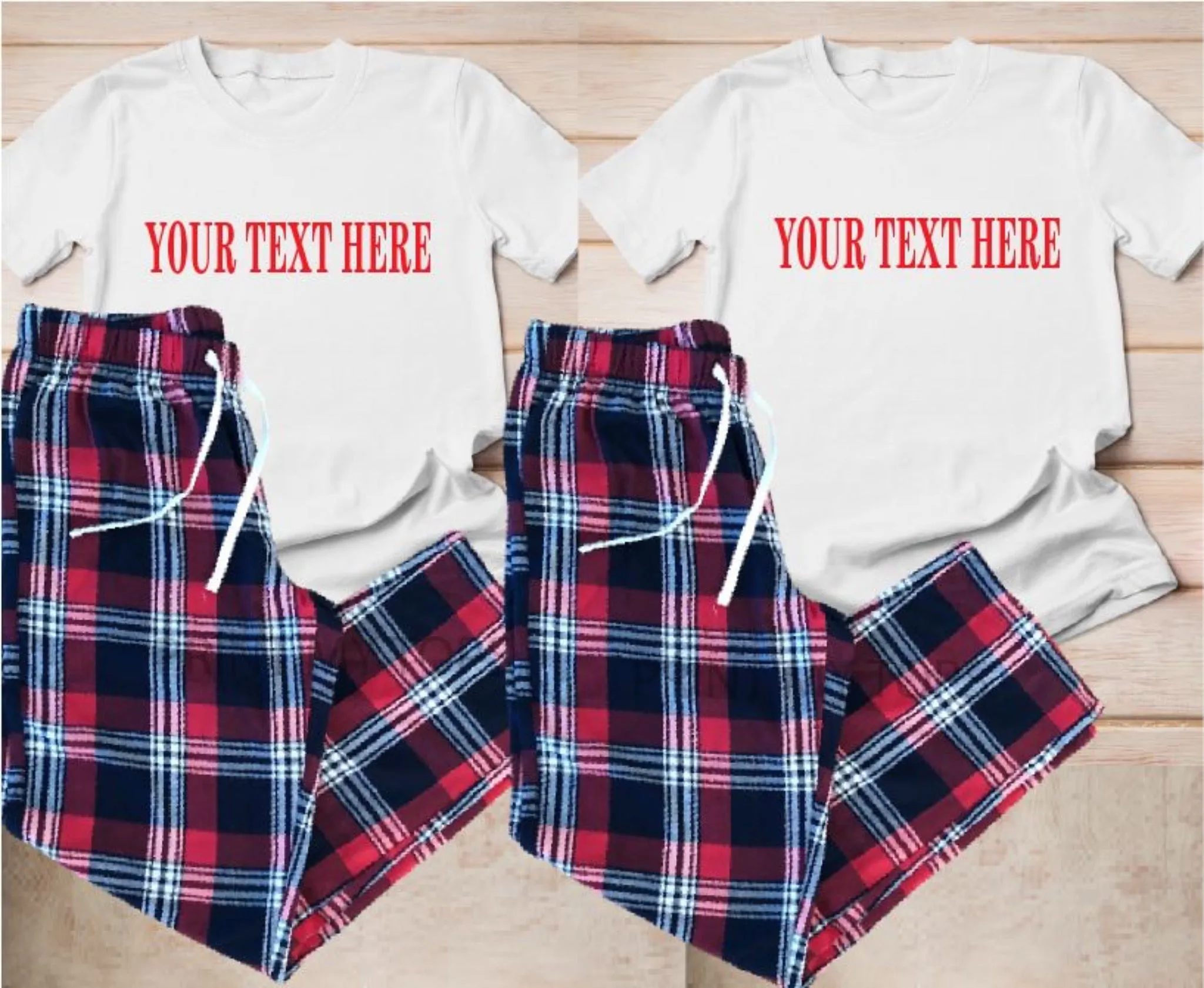 White Family Matching Personalised Tartan Pyjamas