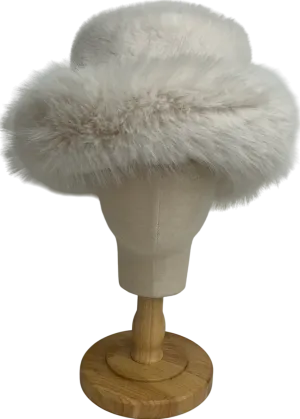 White Faux Fur Oversized Bucket Hat One Size
