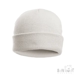 WHITE INFANTS INFANTS ACRYLIC BRUSHED HAT - (NB-12 Months) (PK6) H702-W
