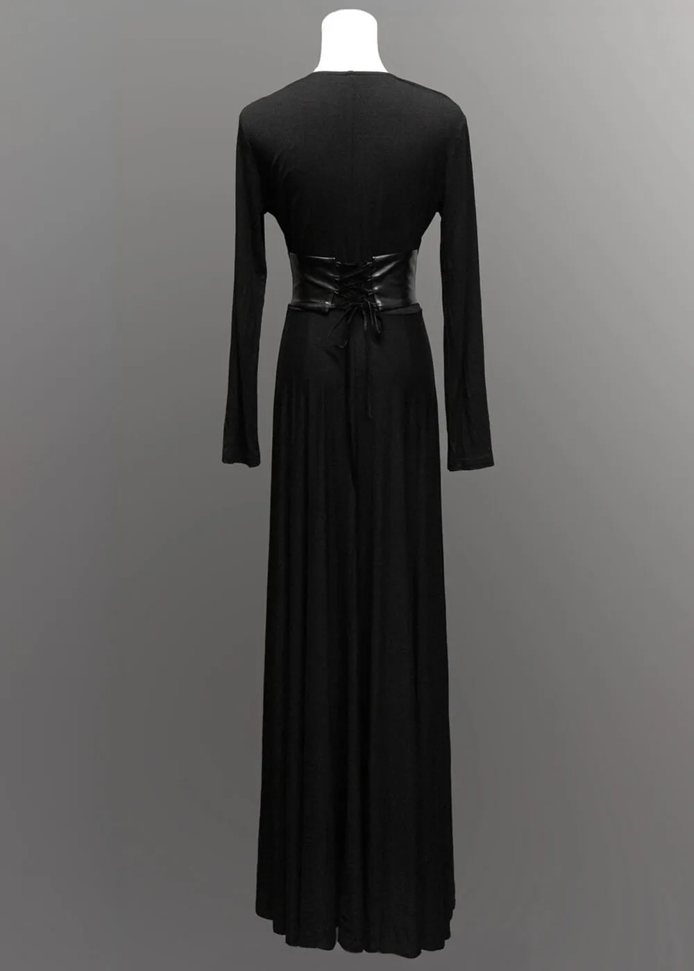 Witchwood Blair Vegan Leather Corset Maxi Dress Black