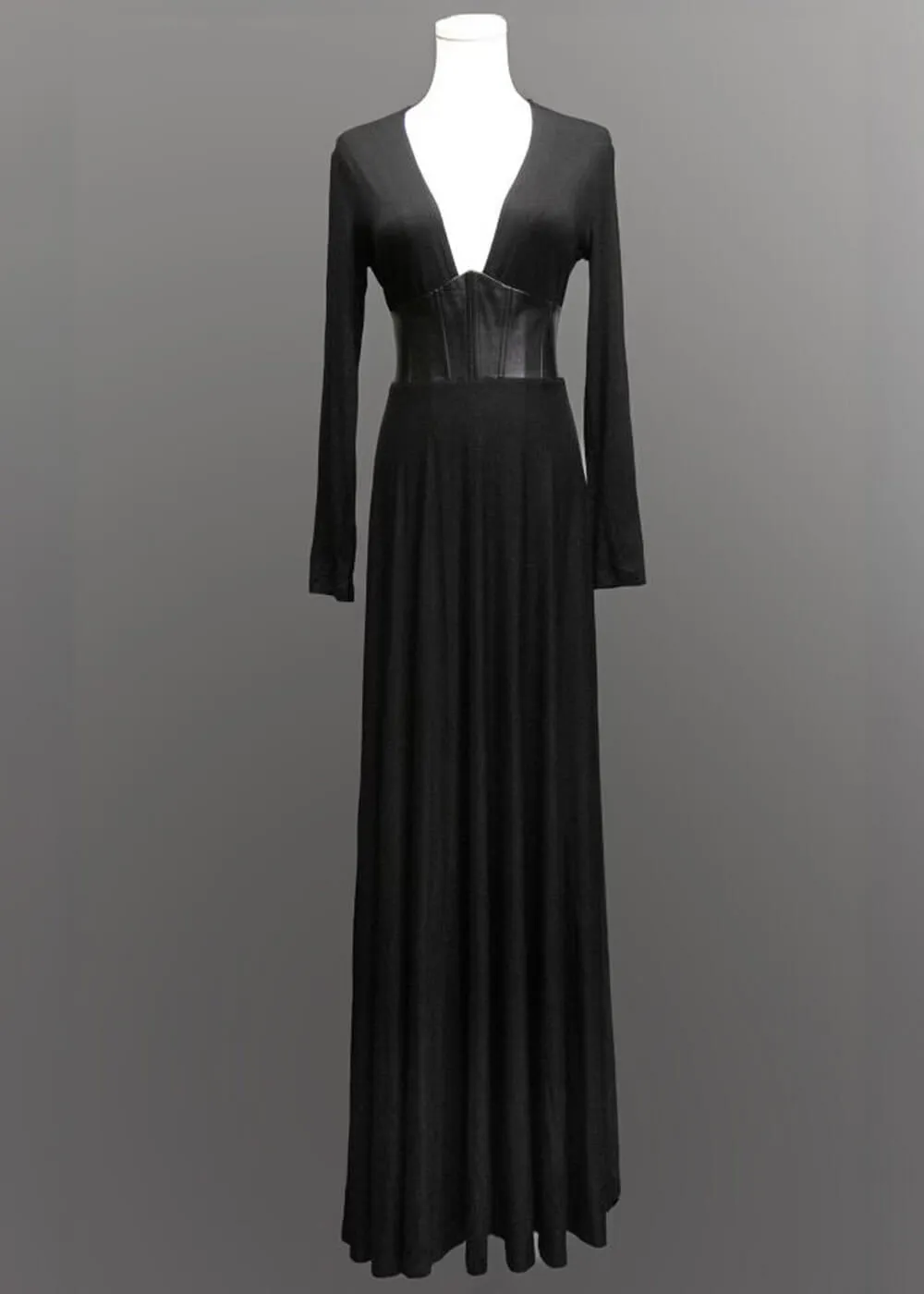 Witchwood Blair Vegan Leather Corset Maxi Dress Black