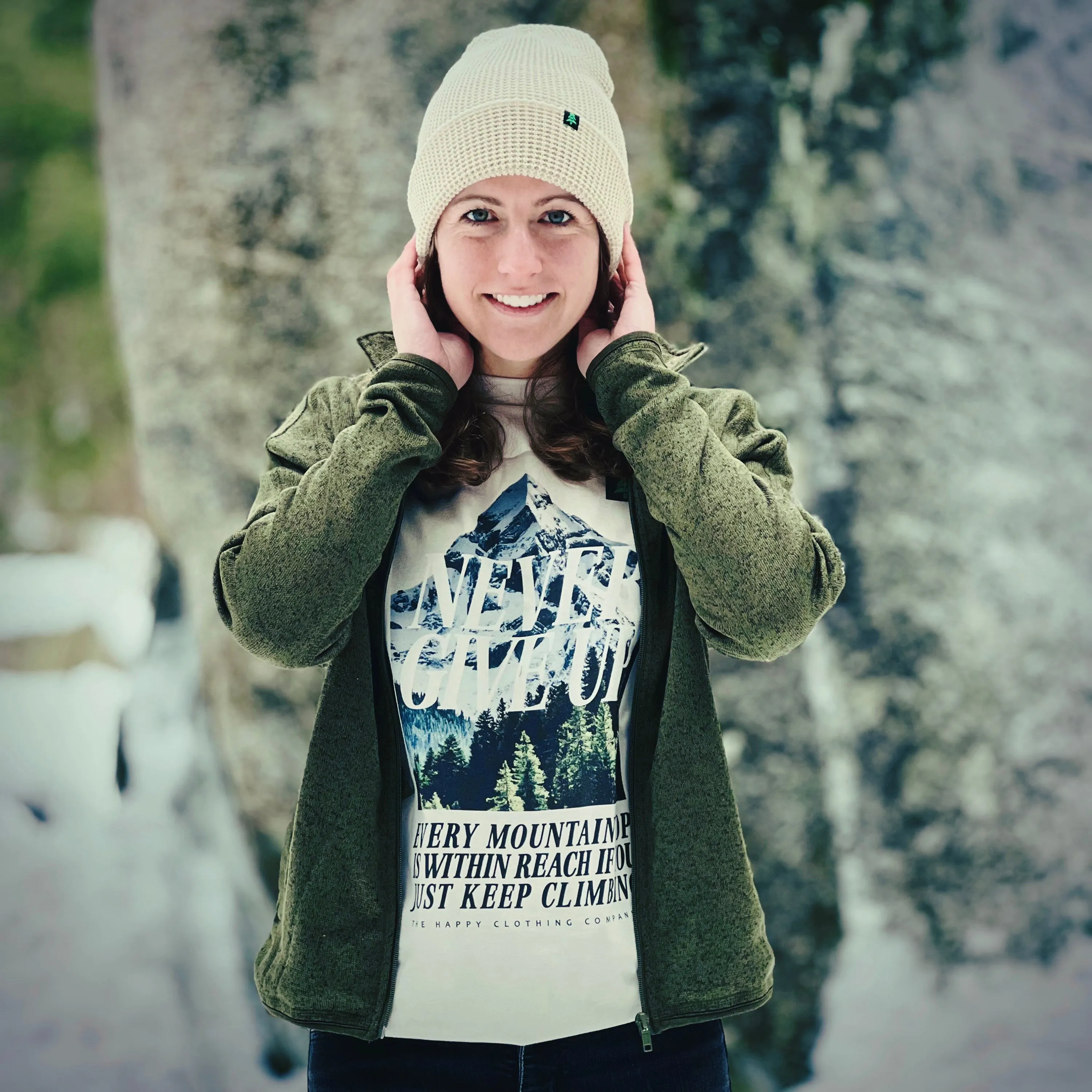 Women's Alpine Knit Full Zip Jacket w / Happiness Is Out There Label