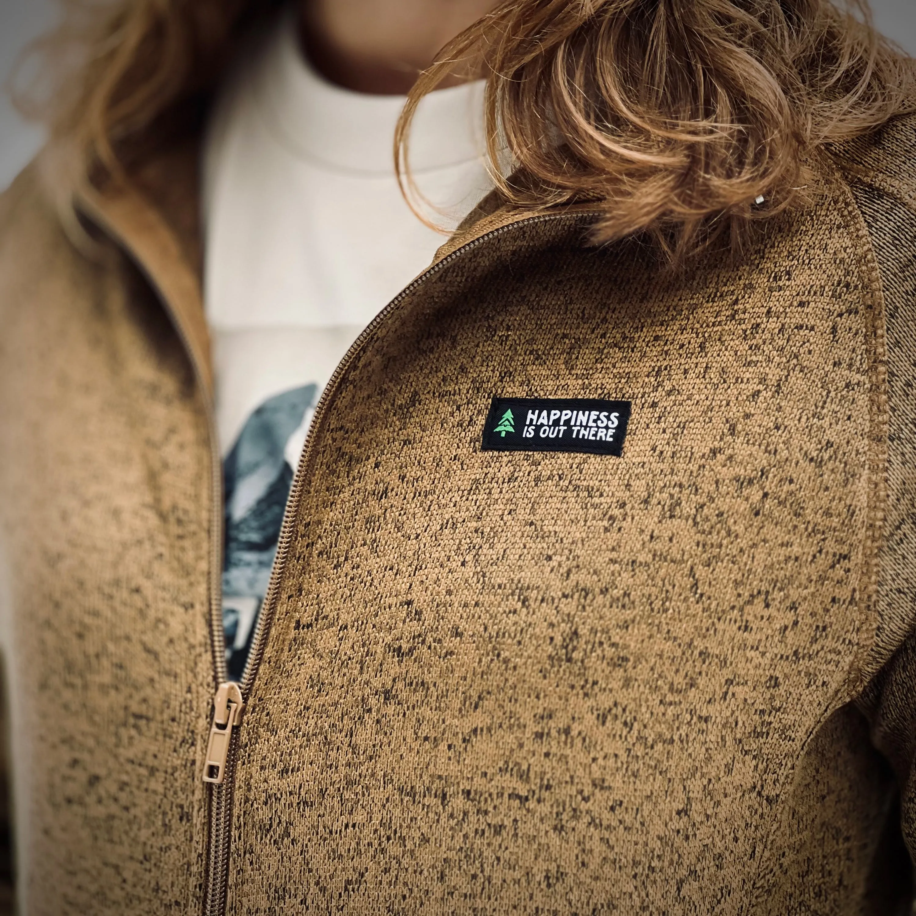 Women's Alpine Knit Full Zip Jacket w / Happiness Is Out There Label