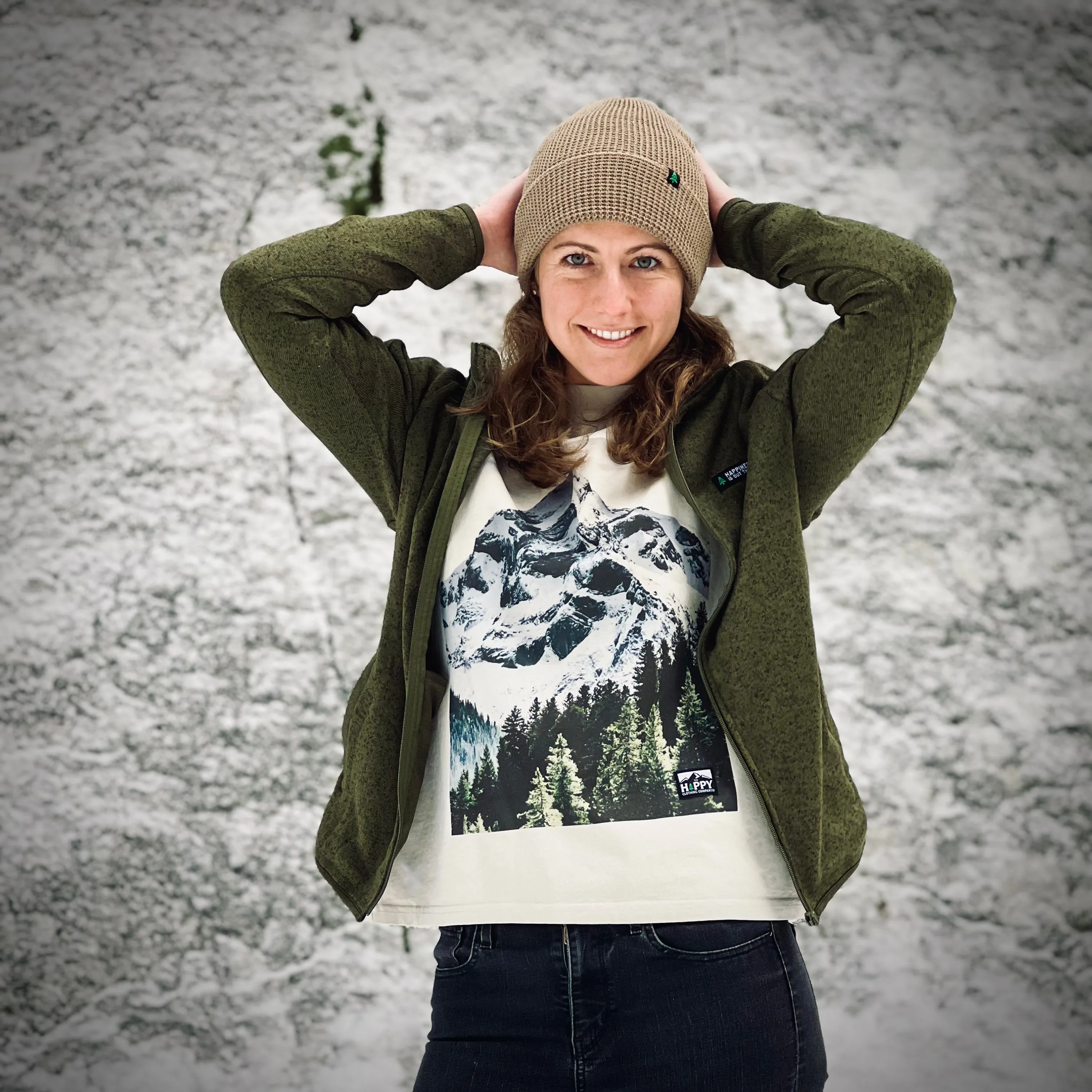 Women's Alpine Knit Full Zip Jacket w / Happiness Is Out There Label